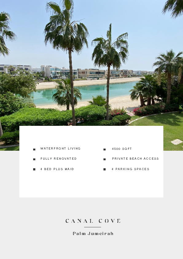 Canal Cove 4 Bedroom Waterfront Villa in Palm Jumeirah Dubai with Private Beach Access - METALUXURY