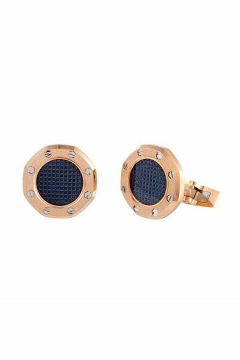 AUDEMARS PIGUET ROSE GOLD CUFFLINKS WITH BLUE TAPISSERIE PATTERN-DUBAILUXURYWATCH