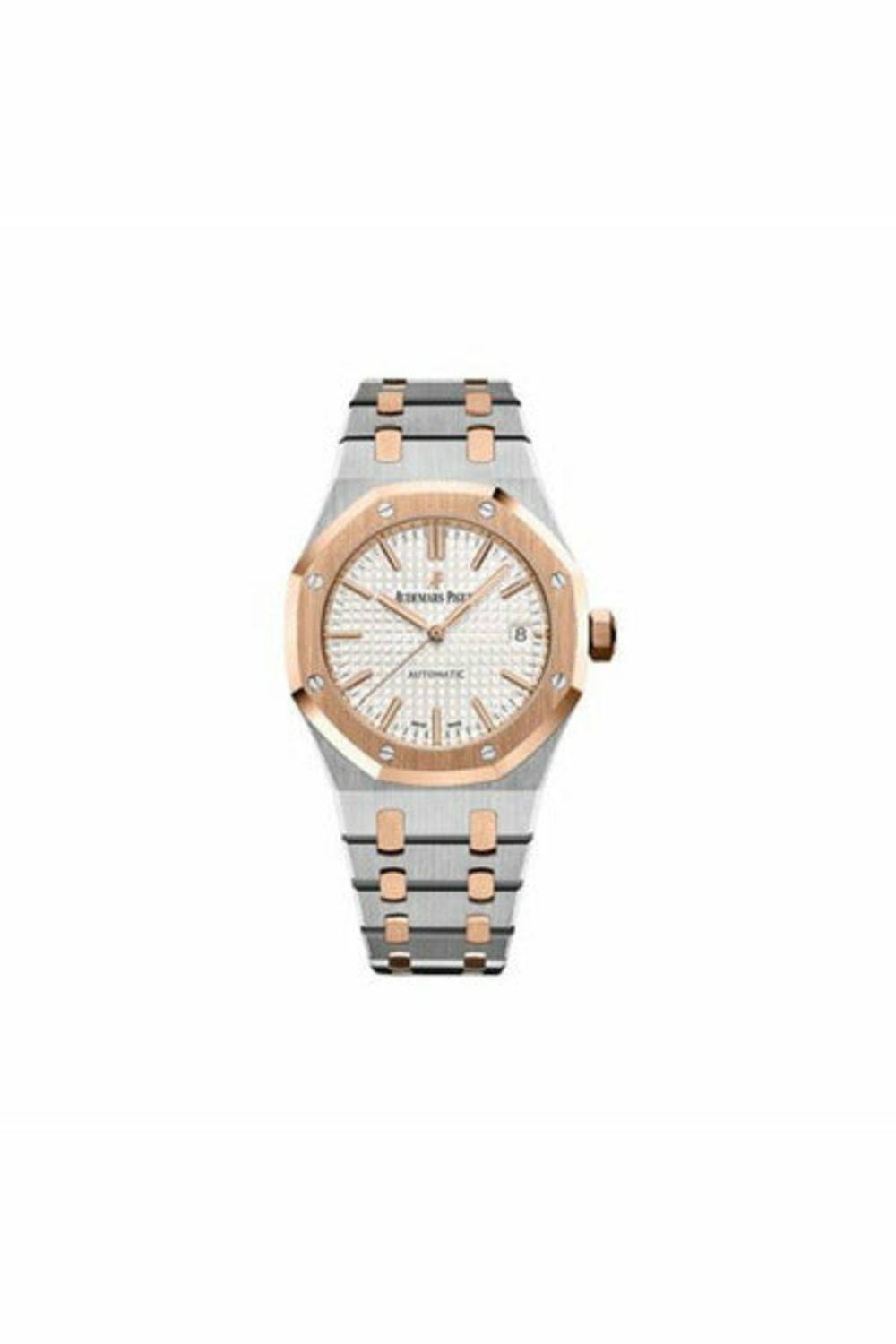 AUDEMARS PIGUET ROYAL OAK STAINLESS STEEL/18KT ROSE GOLD 37MM SILVER TONED DIAL LADIES WATCH-DUBAILUXURYWATCH