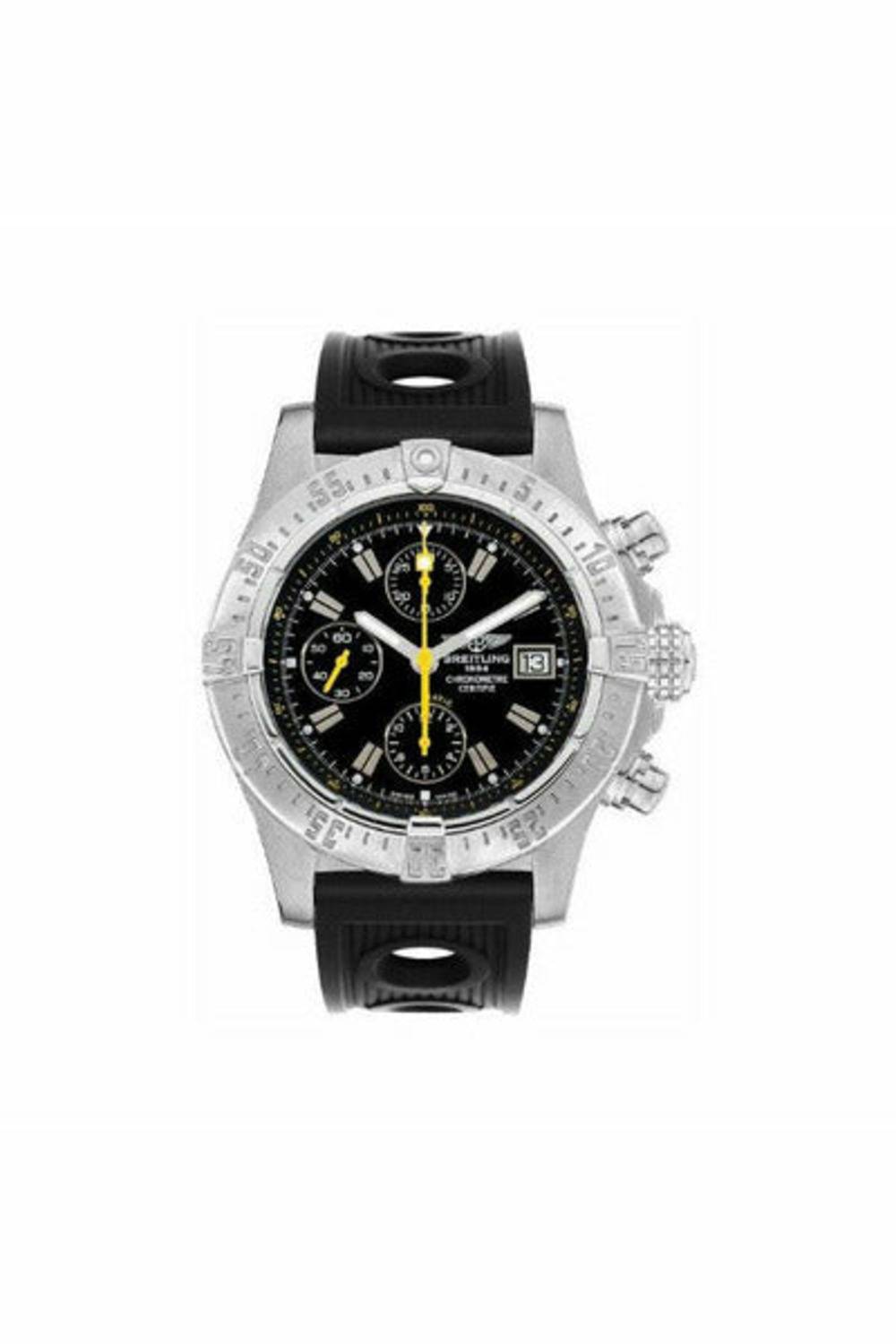 BREITLING AVENGER CODE YELLOW BLACK DIAL CHRONO STAINLESS STEEL 45.40MM MEN'S WATCH-DUBAILUXURYWATCH