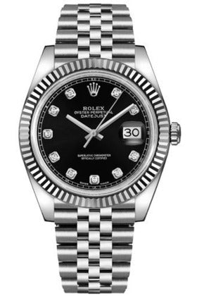 Rolex Datejust 41 Black Diamond Men's Watch 126334-0012-DUBAILUXURYWATCH