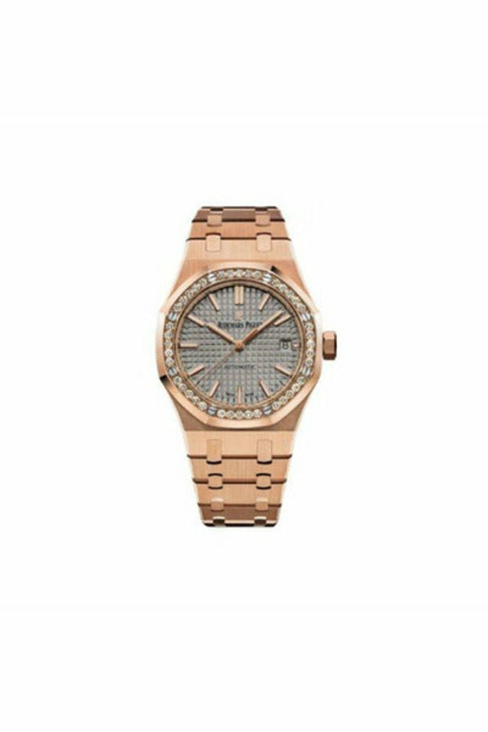 AUDEMARS PIGUET ROYAL OAK 18KT ROSE GOLD 37MM GREY NICKEL-TONED DIAL LADIES WATCH-DUBAILUXURYWATCH