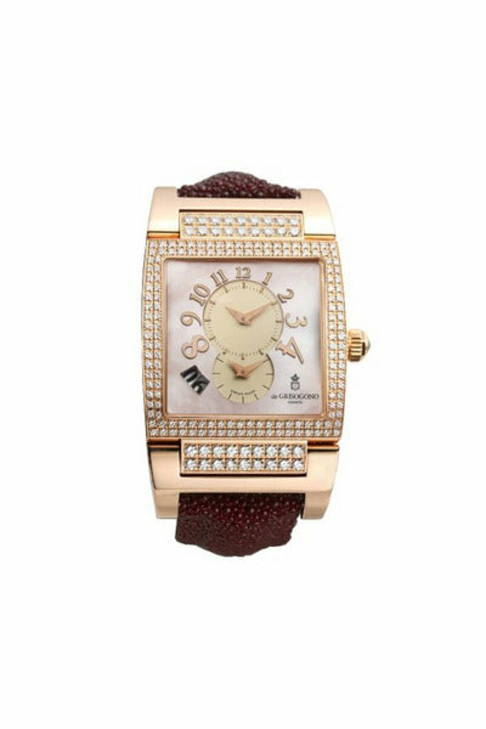 DE GRISOGONO INSTRUMENTO UNO 18K ROSE GOLD MOTHER OF PEARL DIAL DIAMOND CASE-DUBAILUXURYWATCH