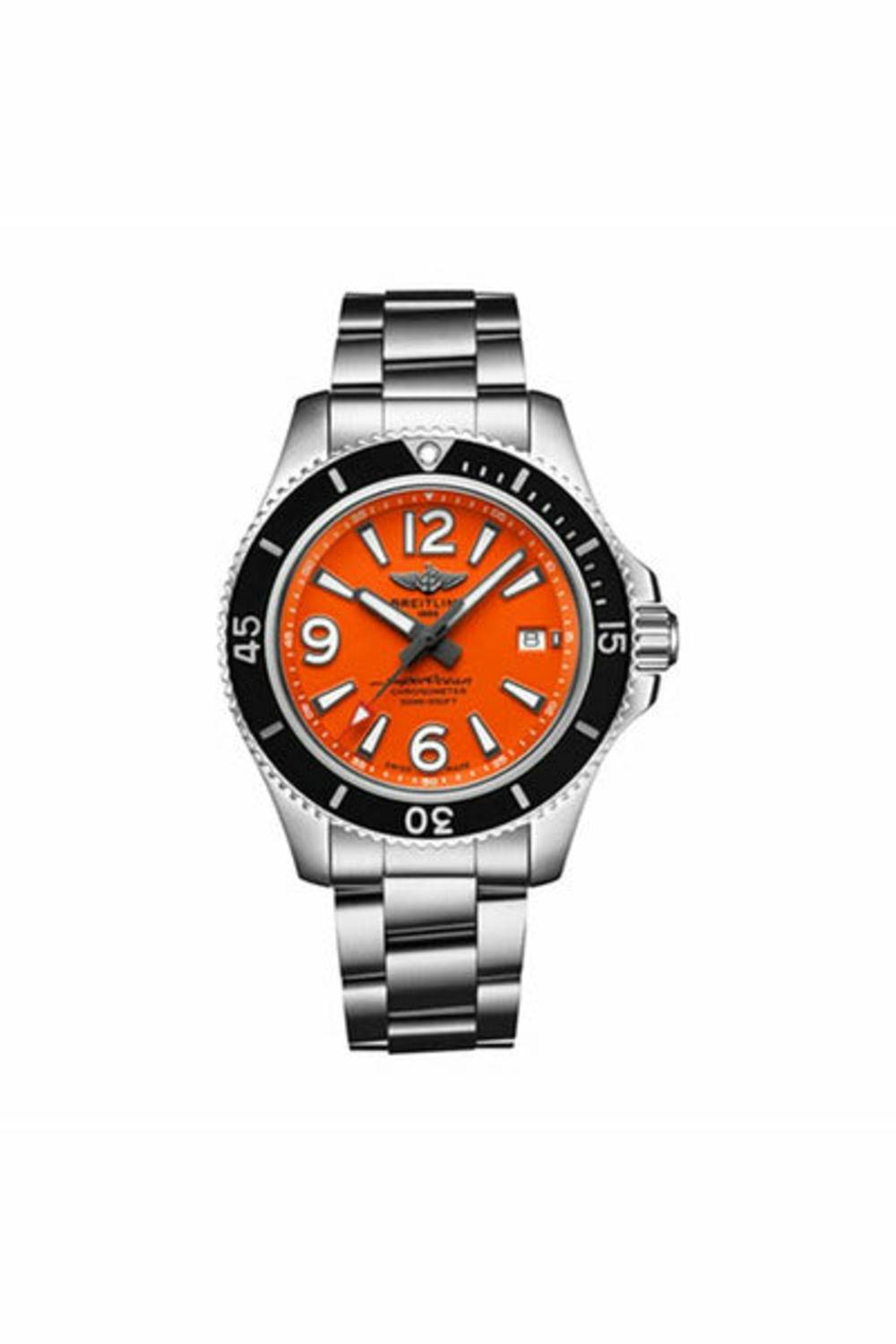 BREITLING SUPEROCEAN 42 AUTOMATIC ORANGE DIAL STAINLESS STEEL MEN'S WATCH REF. A17366D7101A1-DUBAILUXURYWATCH