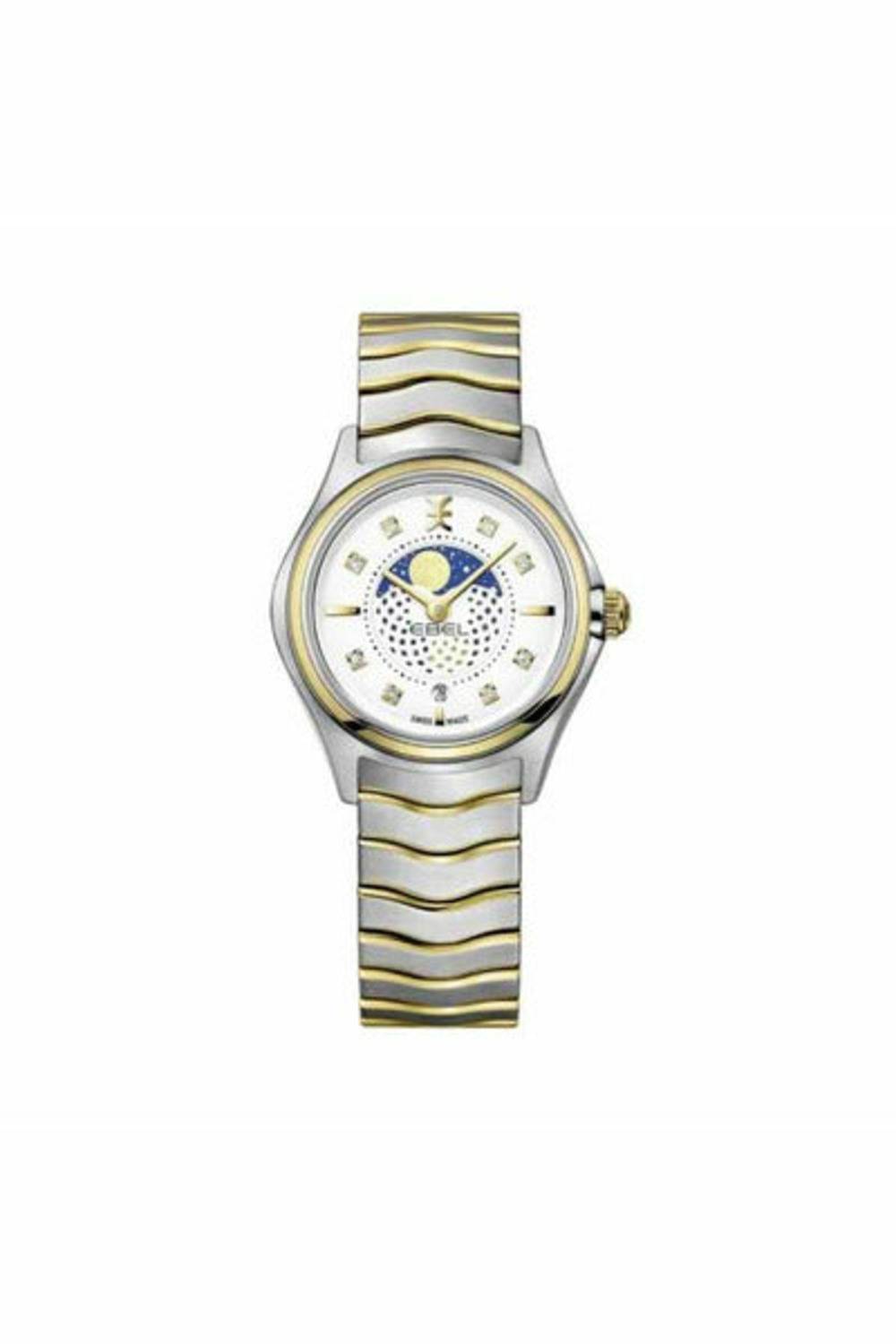 EBEL WAVE MOONPHASE DIAMOND SILVER DIAL 30MM TWO-TONE LADIES WATCH-DUBAILUXURYWATCH