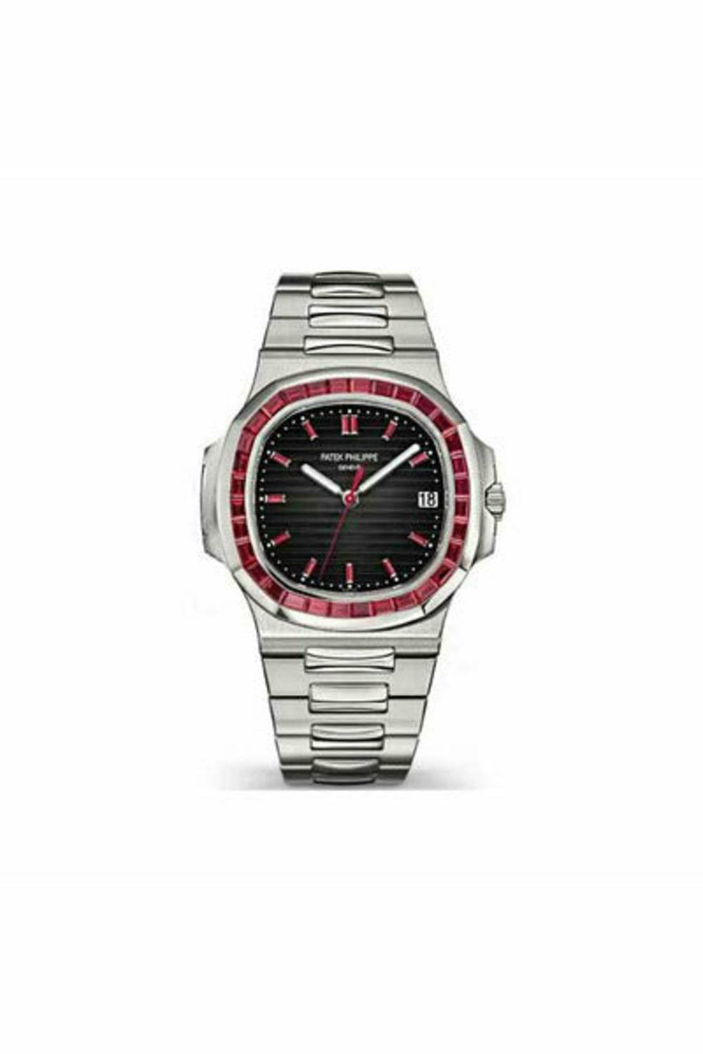 PATEK PHILIPPE NAUTILUS RUBY BEZEL 44MM PLATINUM LIMITED EDITION MEN'S WATCH Ref. 5711-112P-DUBAILUXURYWATCH