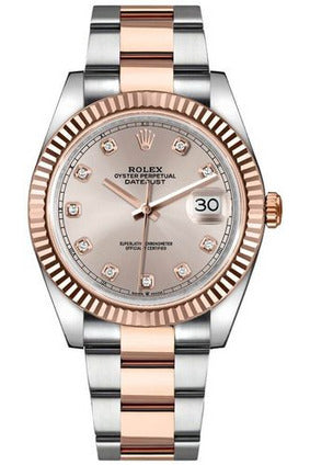 Rolex Datejust 41 Men's Everose Diamond Gold Watch 126331-0007-DUBAILUXURYWATCH