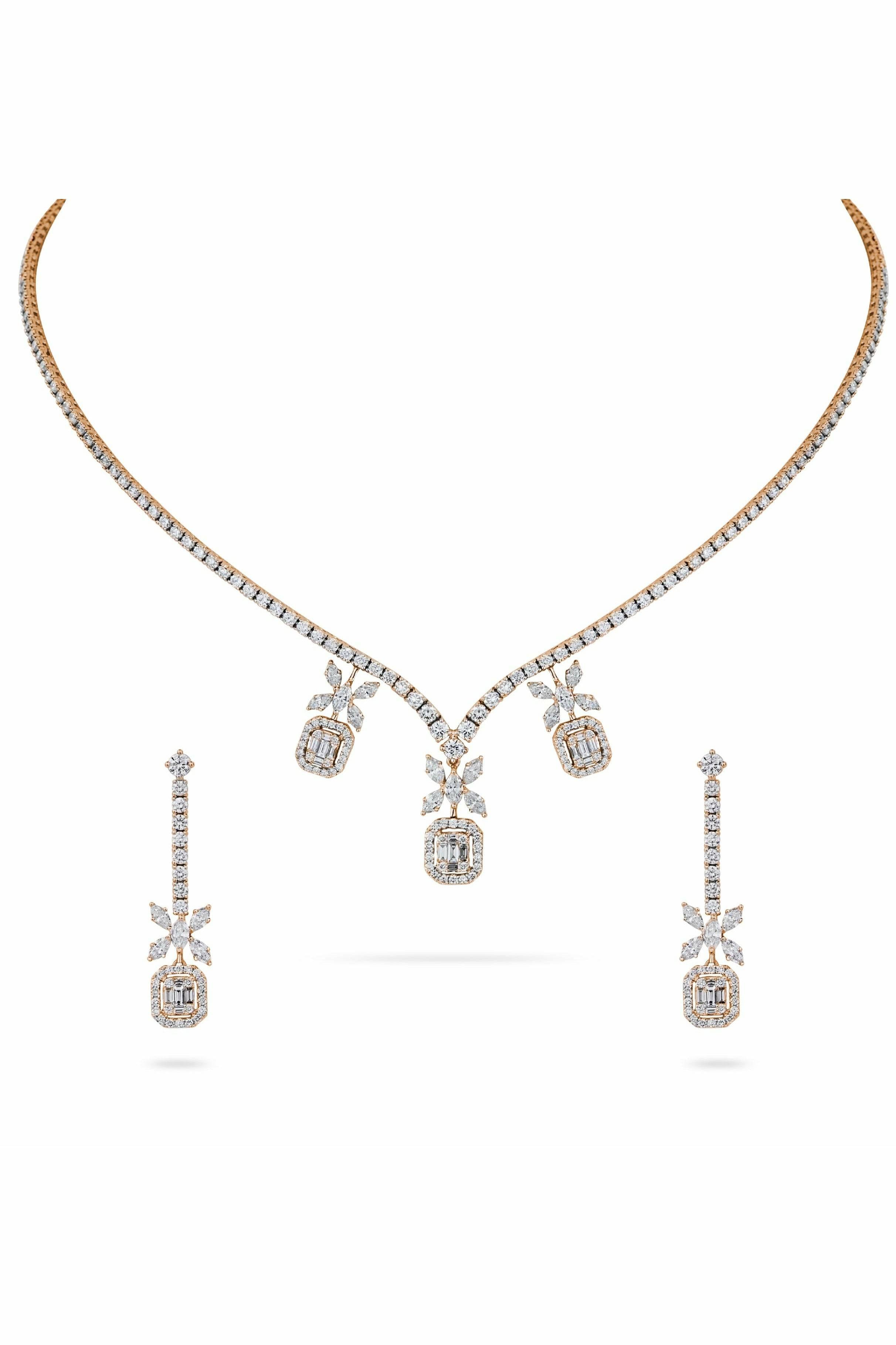 Illusion Necklace with Matching Earrings-DUBAILUXURYWATCH