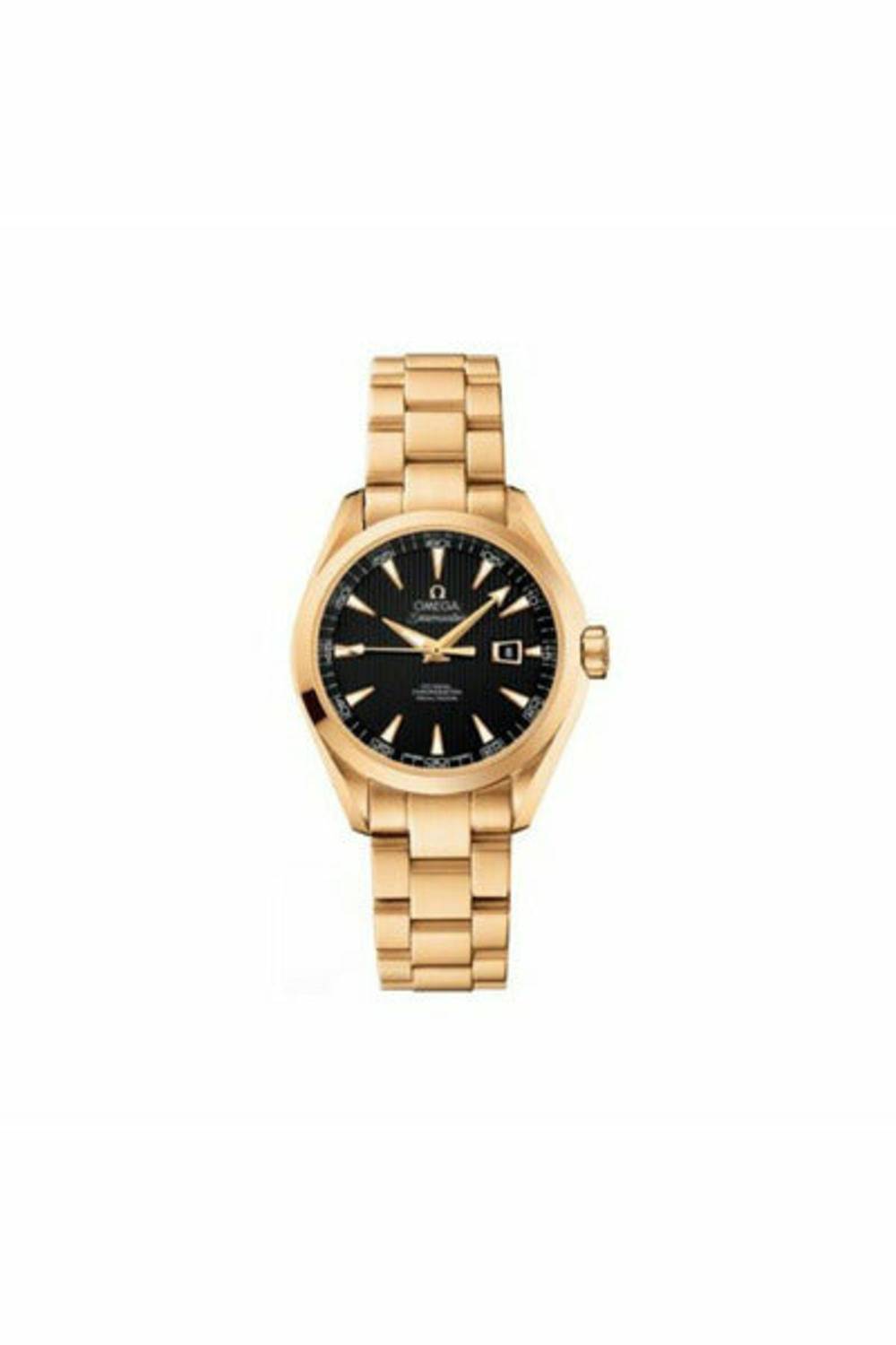 OMEGA SEAMASTER AQUA TERRA 34MM 18KT YELLOW GOLD LADIES WATCH-DUBAILUXURYWATCH