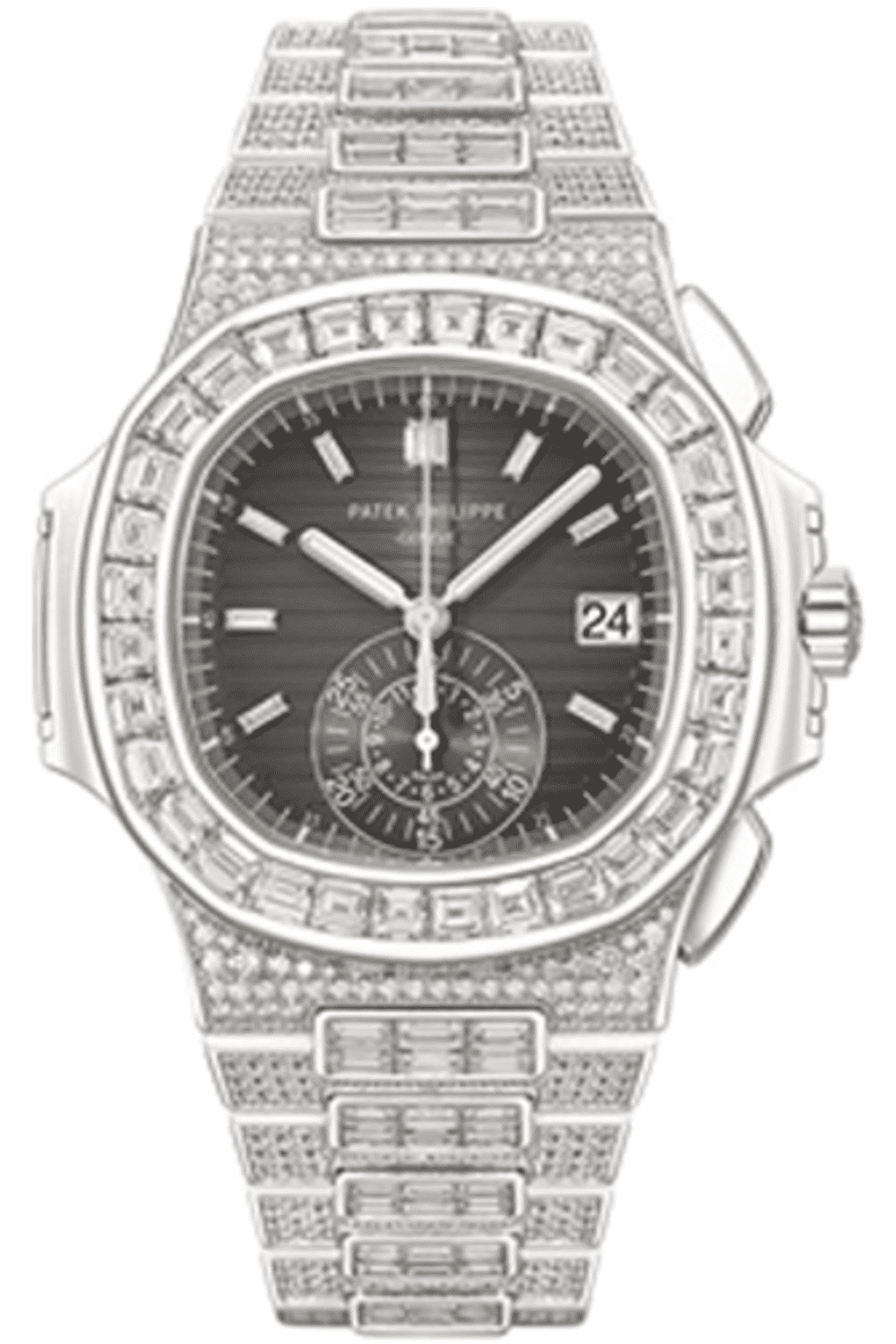 PATEK PHILIPPE NAUTILUS DIAMOND BLACK DIAL MEN'S WATCH-DUBAILUXURYWATCH