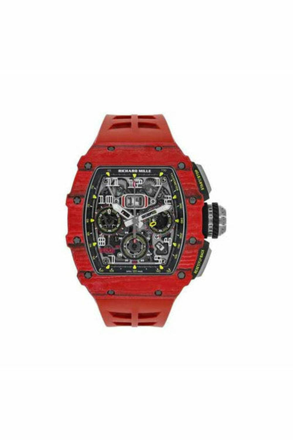 RICHARD MILLE RED QUARTZ FLYBACK CHRONOGRAPH TPT CARBON 44.50MM X 49.94MM MEN'S WATCH-DUBAILUXURYWATCH