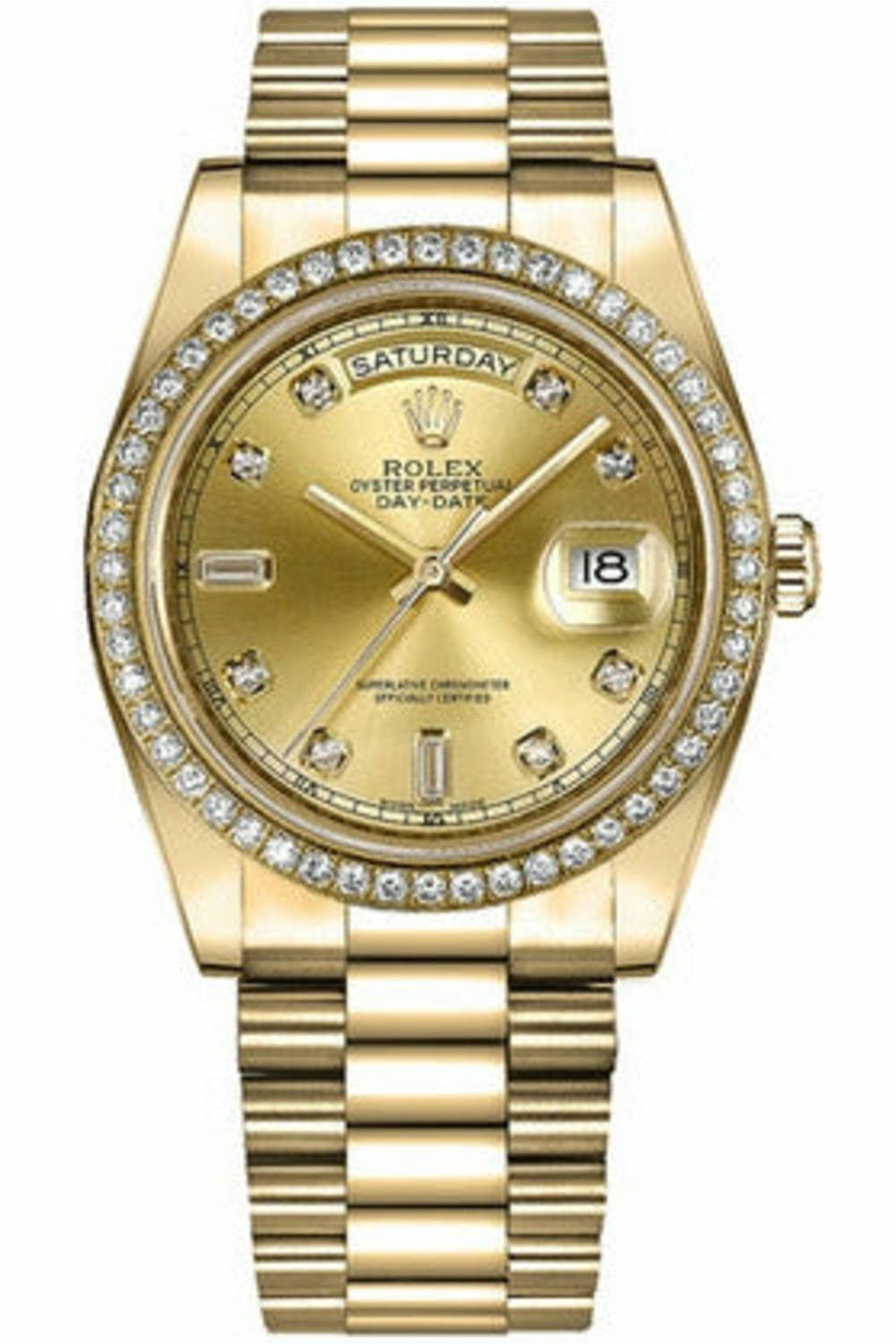 Rolex Day-Date 41 Champagne Diamond Dial Gold Watch 218348-DUBAILUXURYWATCH